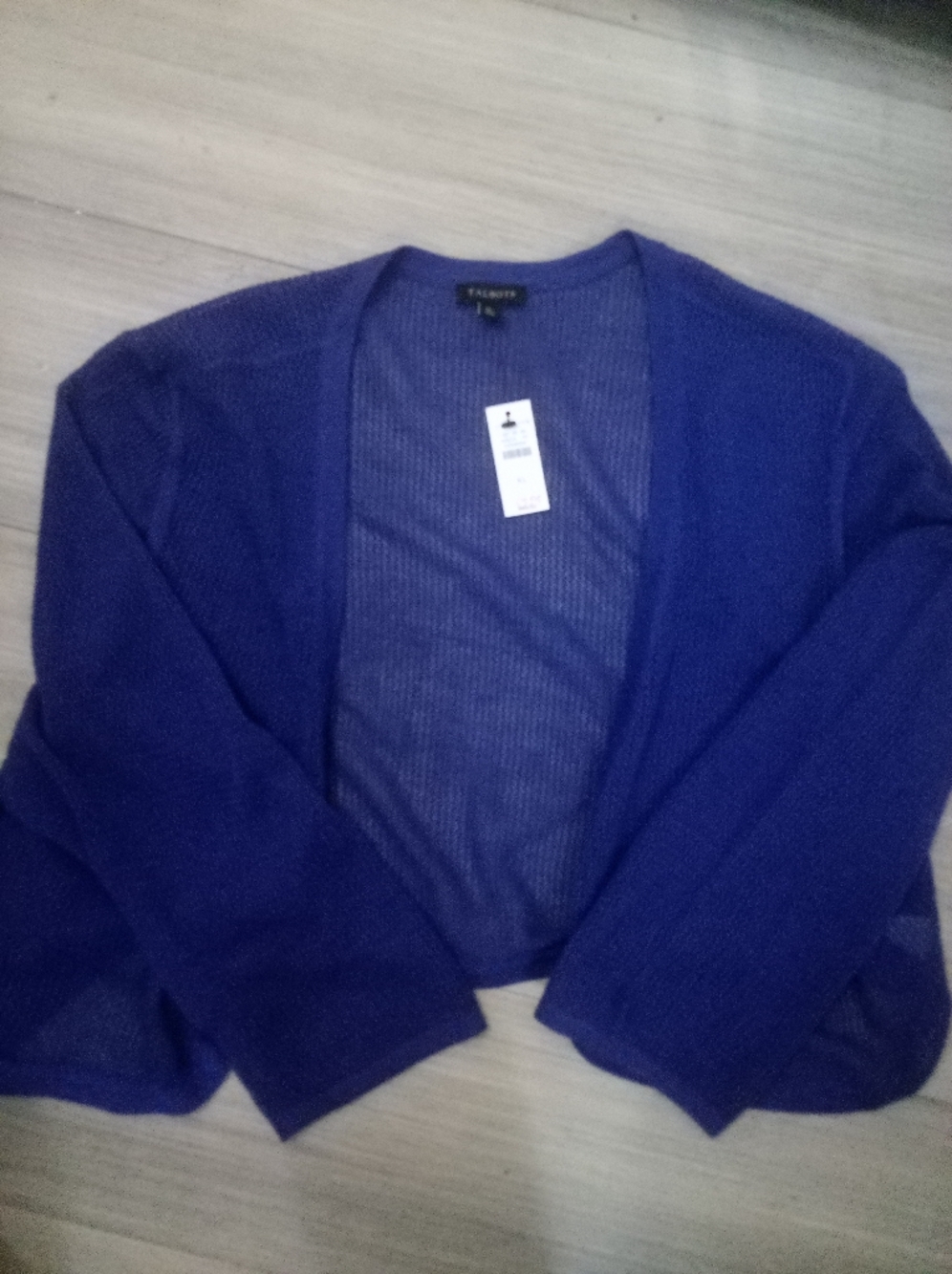NWT: TALBOTS; OPEN FRONT/NO BUTTON. PULL ON SHRUG SWEATER, ROYAL BLUE, SZ: XL.